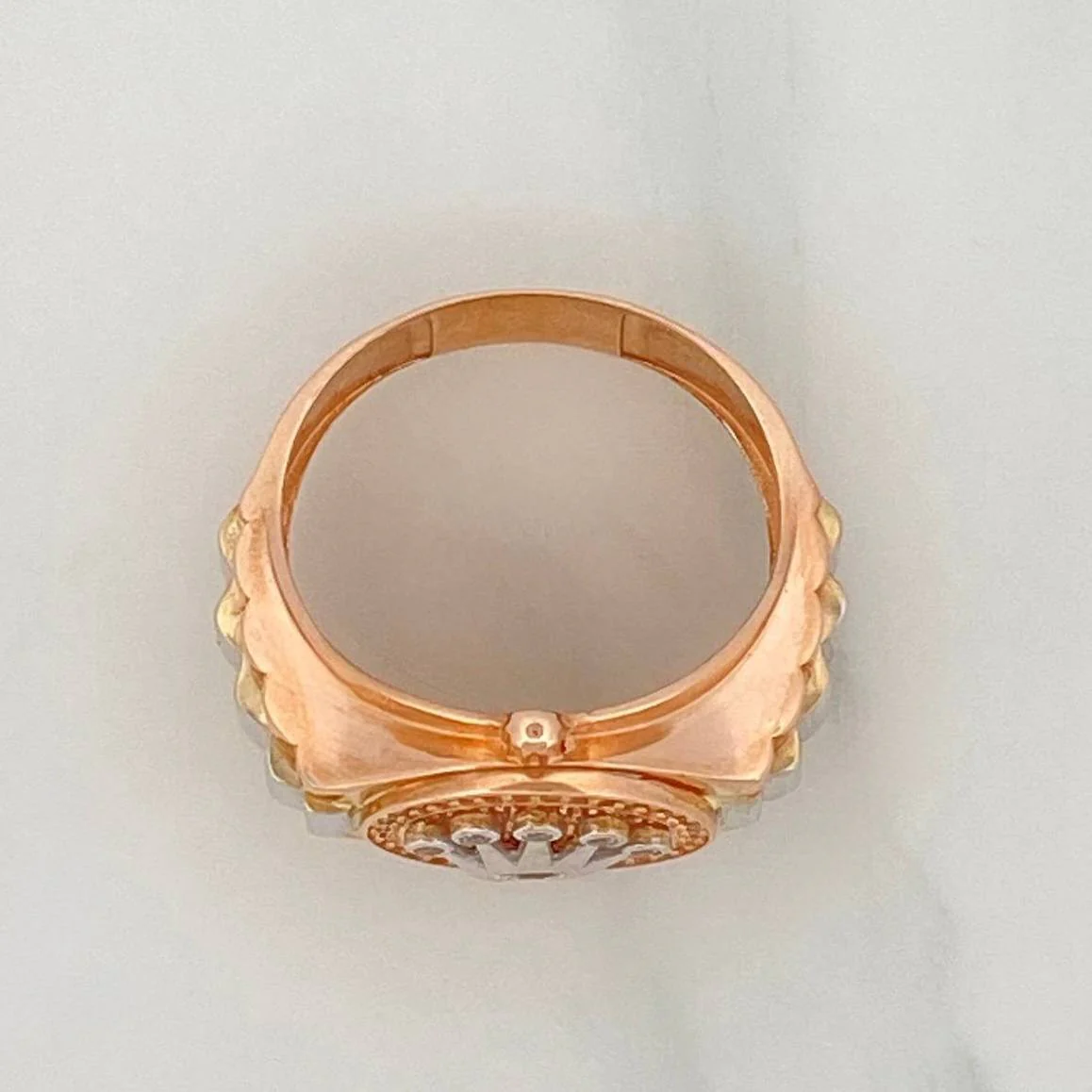 Anillo Correa Corona 7.3 g / T9 1/4 Dos Oros Blanco Rosa 18K - Image 4