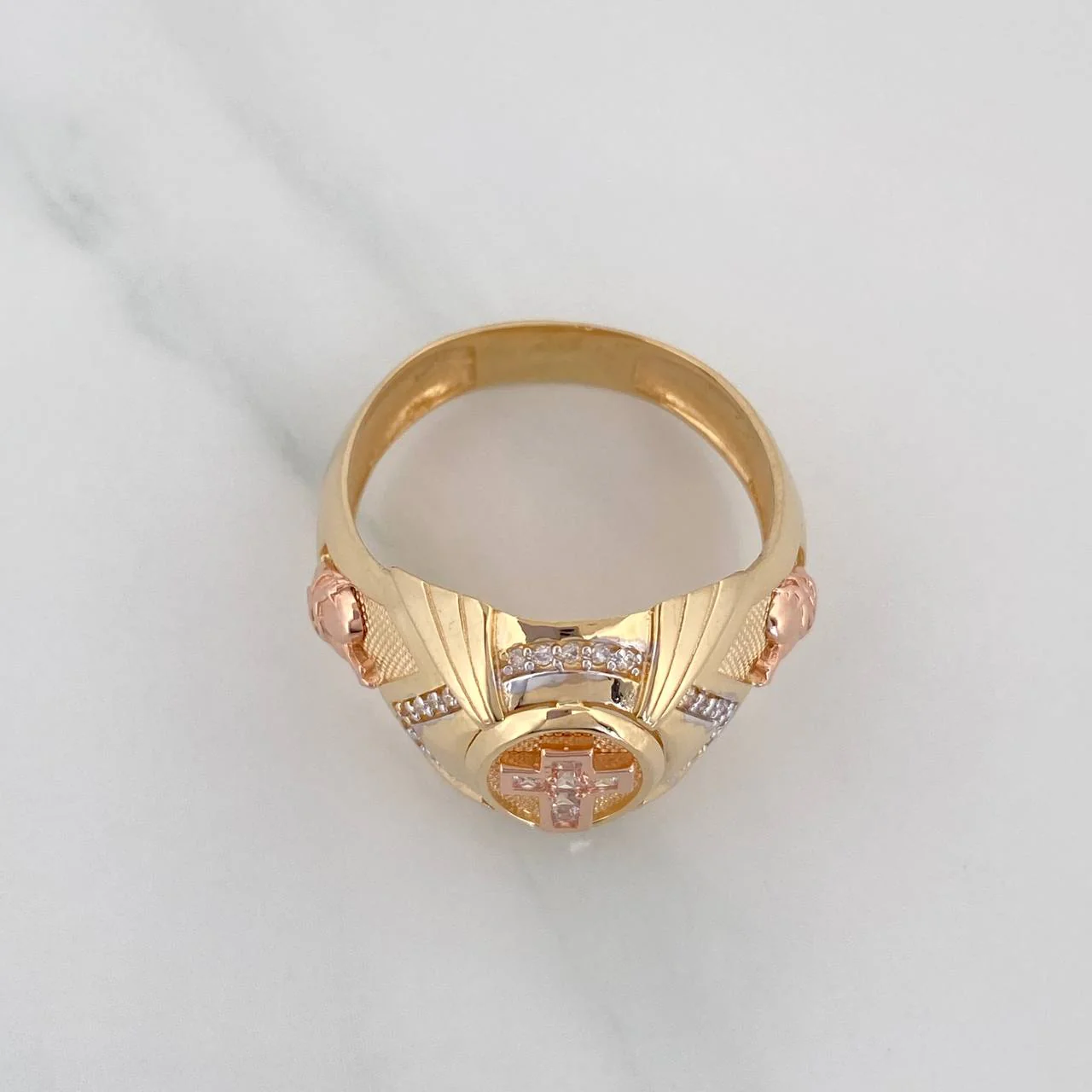 Anillo Cruz 8.35 g / T11 1/2 Tres Oros 18K - Image 4
