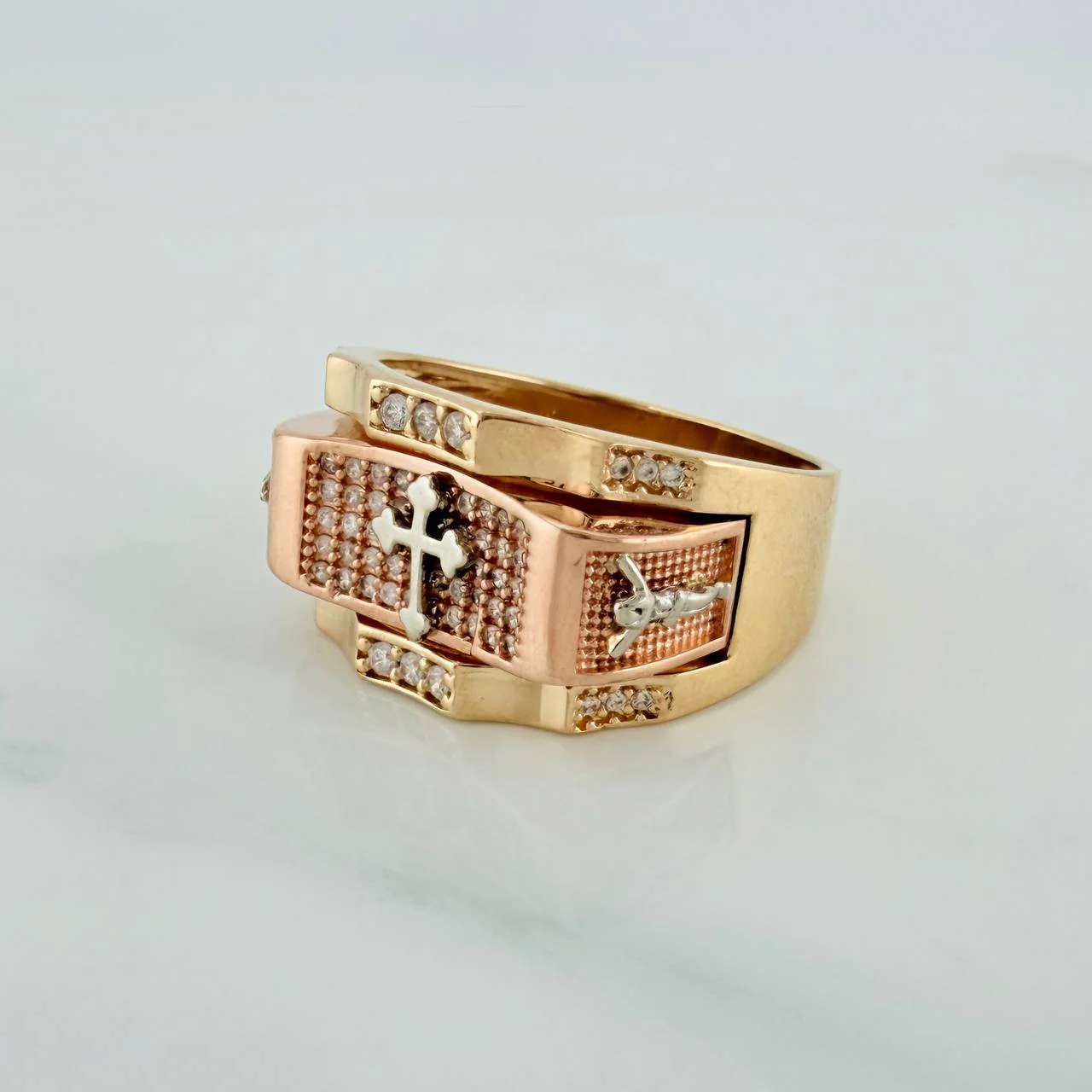 Anillo Cruz Cristos 10.8gr / T11 1/4 / Tres Oros 18K $ - Image 2