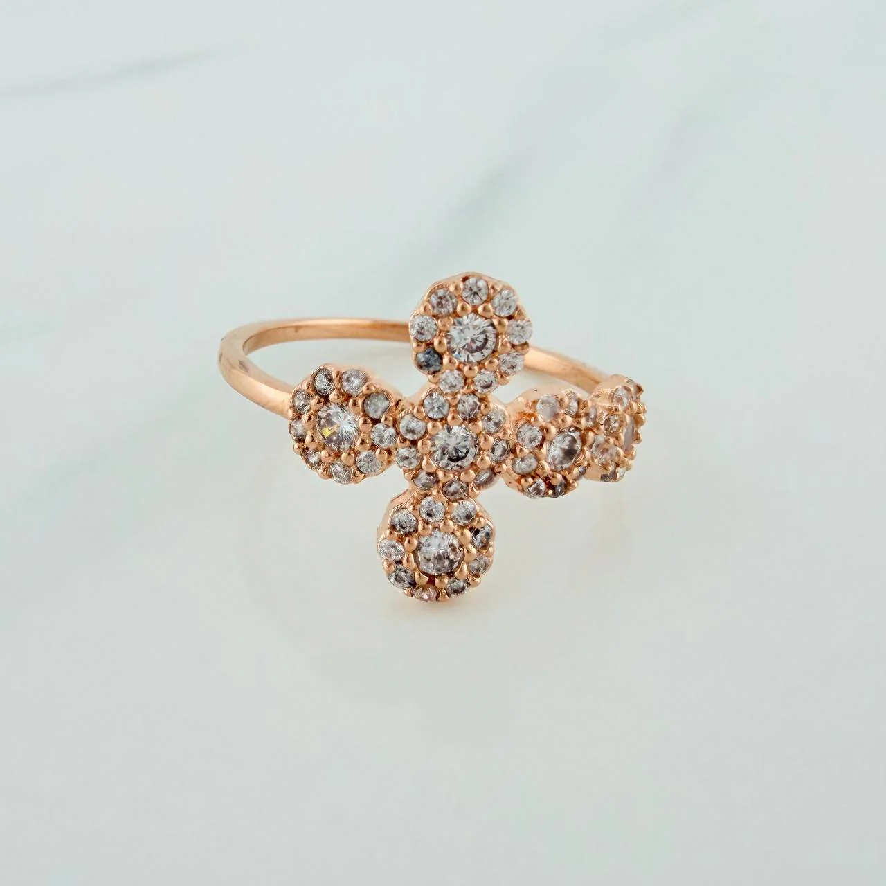 Anillo Cruz Tupida 2.15gr / T6 / Oro Rosa 18K %