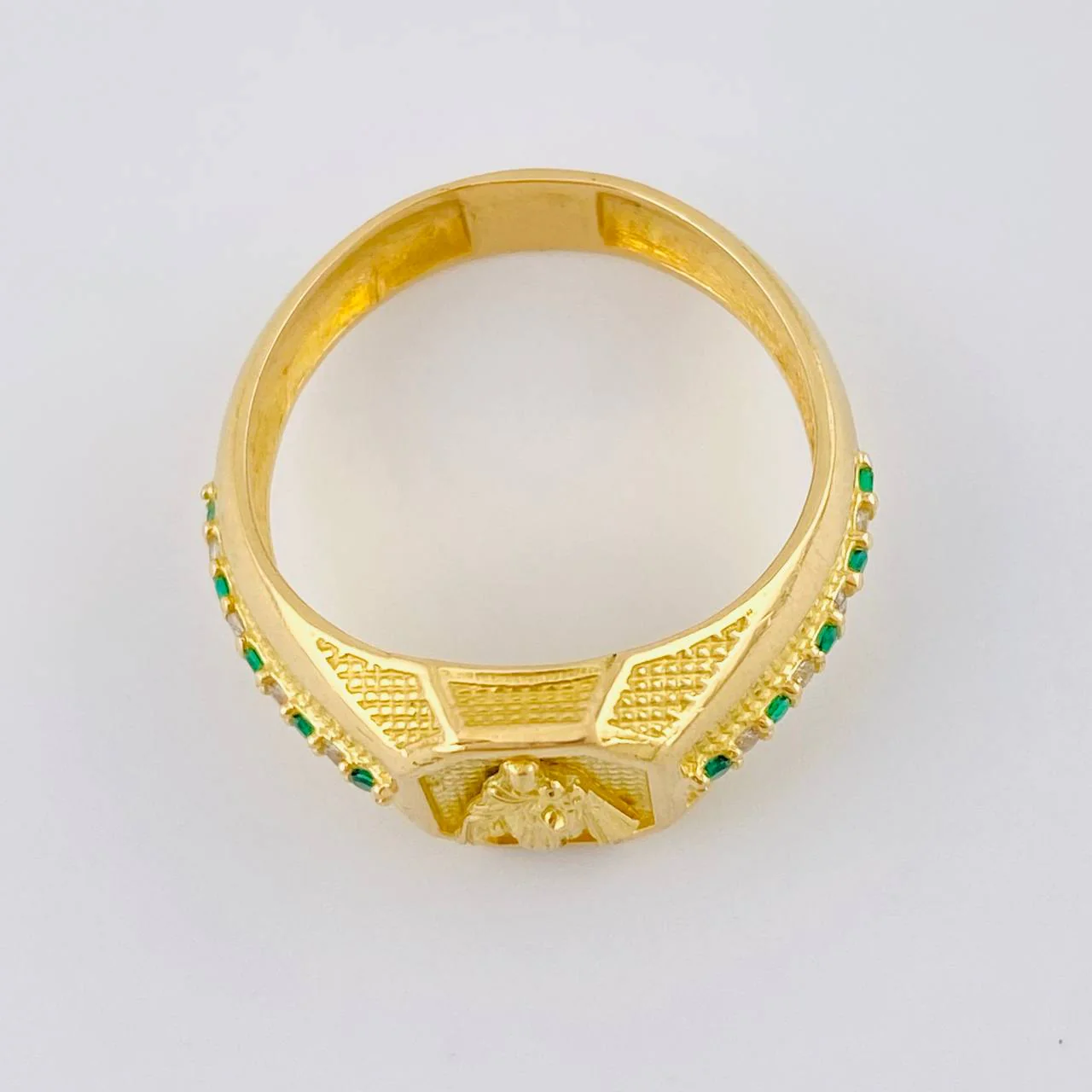 Anillo Cuadrado Octagonal Virgen Del Carmen 8.2 g / T10 1/4 Oro Amarillo 18K - Image 3