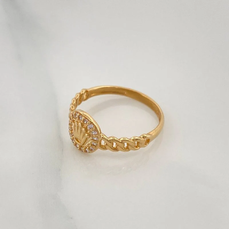 Anillo Cubano Corona 1.9 g / T5 3/4 Oro Amarillo 18K - Image 3