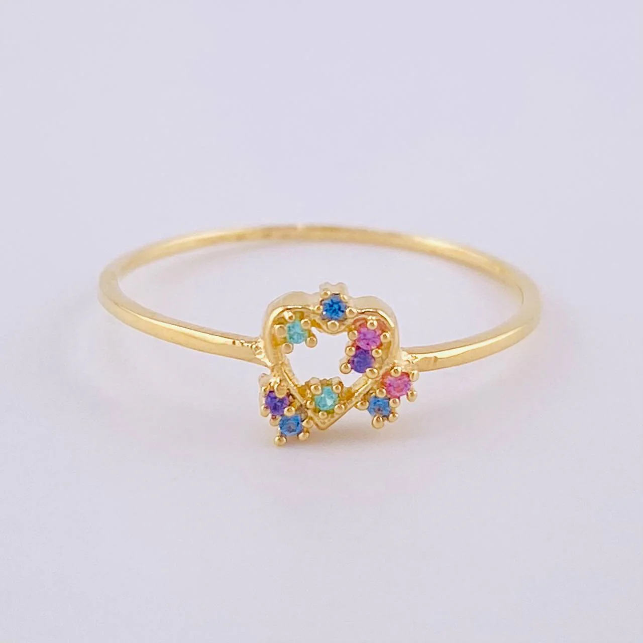 Anillo Destellos Corazón 1 g / T6 1/2 Oro Amarillo 18K