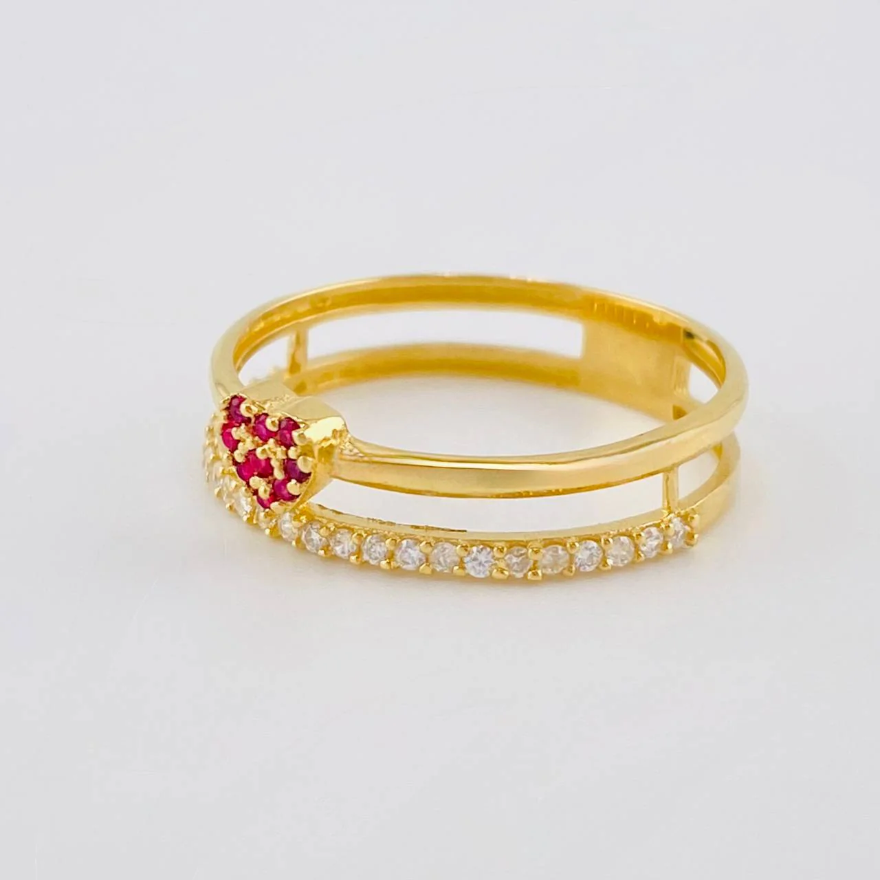 Anillo Doble Carril Corazon Tupido 1.95 g / T7 Oro Amarillo 18K - Image 2