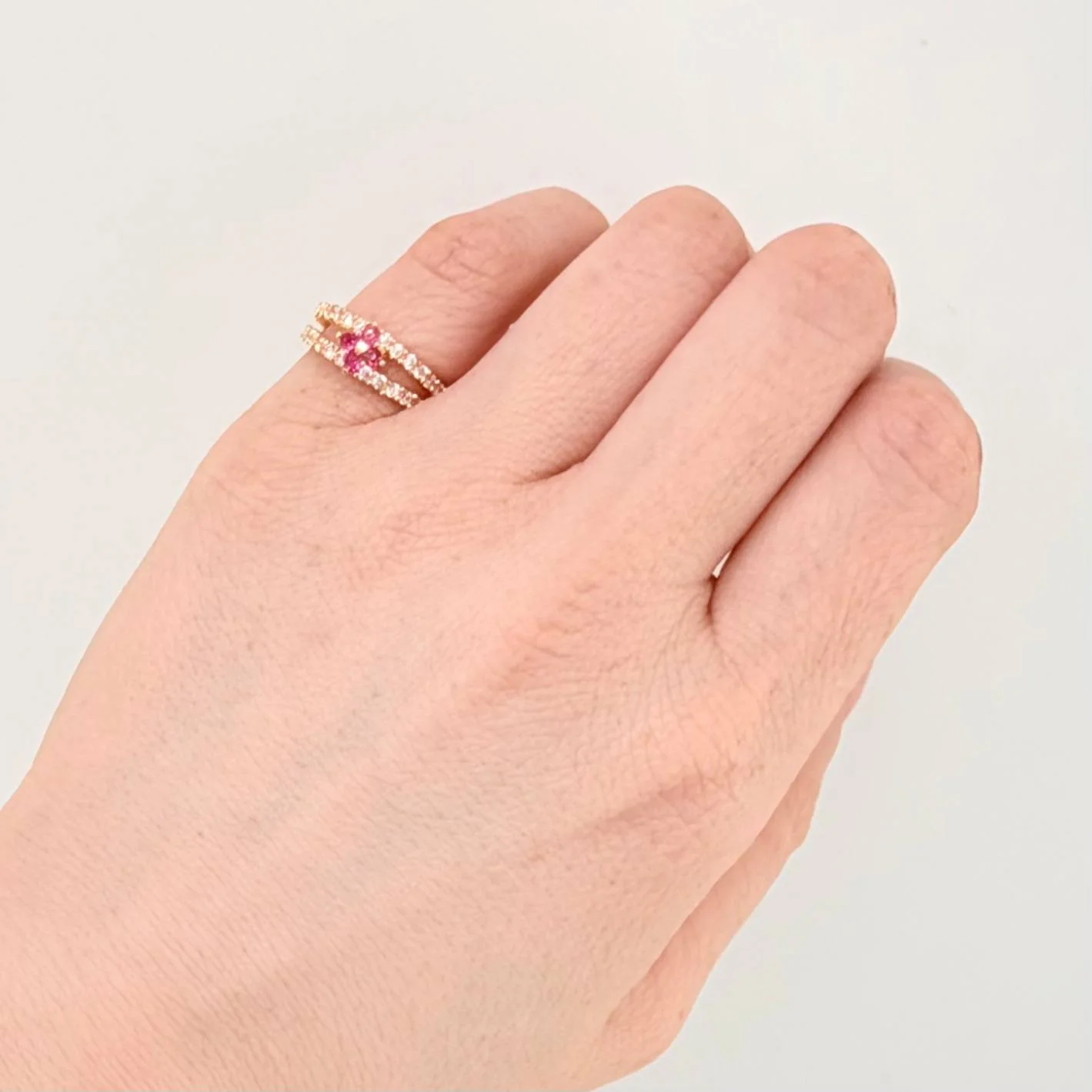 Anillo Doble Carril Flor 2.4gr / T4 3/4 / Oro Amarillo 18K - Image 4