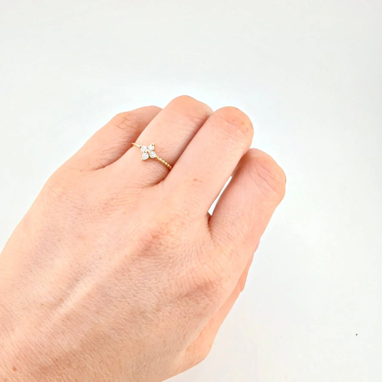 Anillo Flor Burbujas 1.25 g / T5 1/2 Oro Amarillo 18K - Image 4