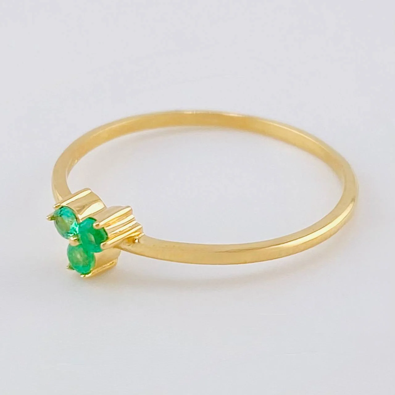 Anillo Flor Triscal Esmeraldas 11Pts 1.2 g / T7 1/2 Oro Amarillo 18K - Image 2