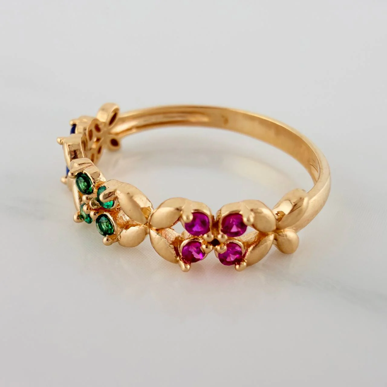 Anillo Flores 2.15gr / T7 1/4 / 2cm / Oro Amarillo 18K - Image 2