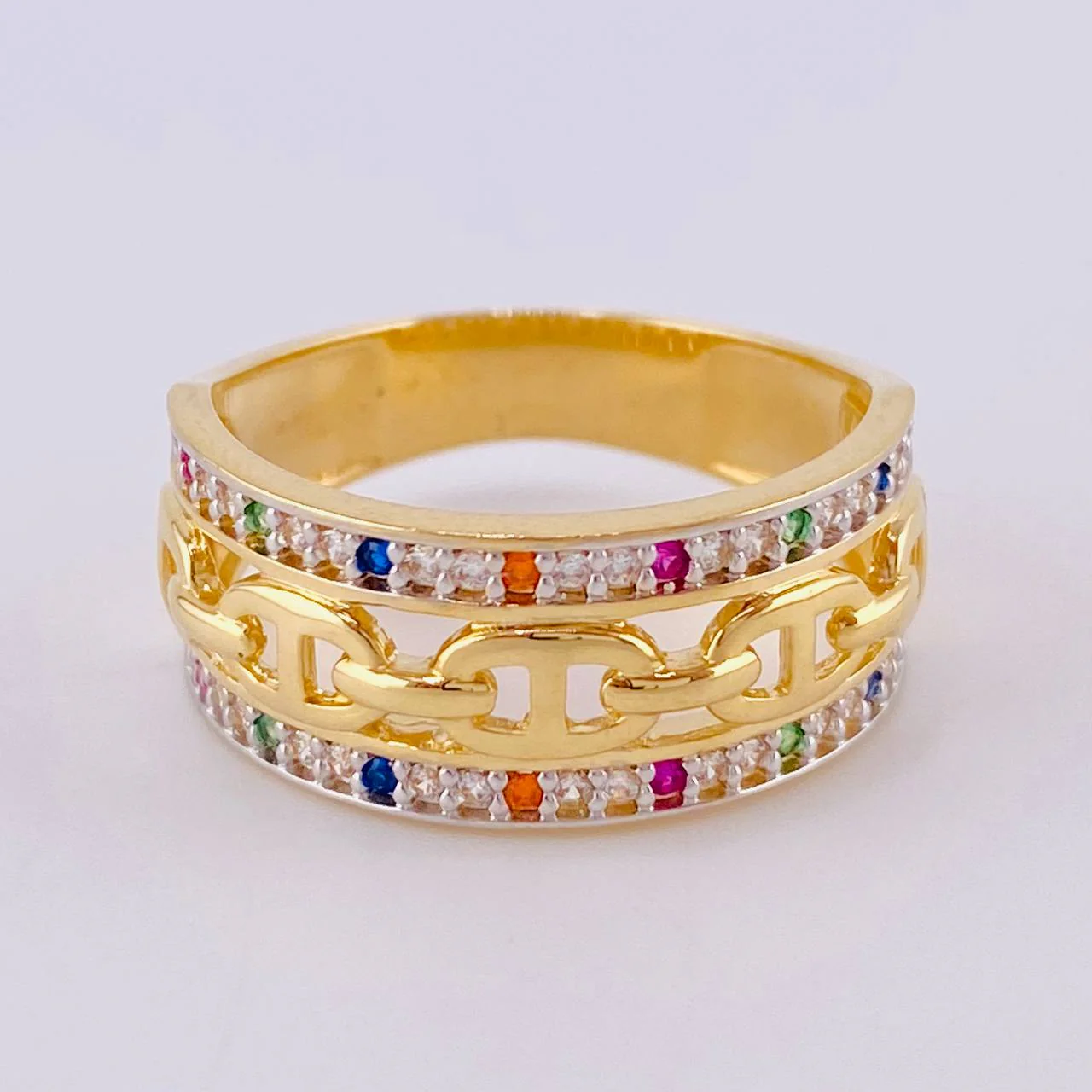 Anillo Gc Carril Doble 4.25 g / T7 Oro Amarillo 18K