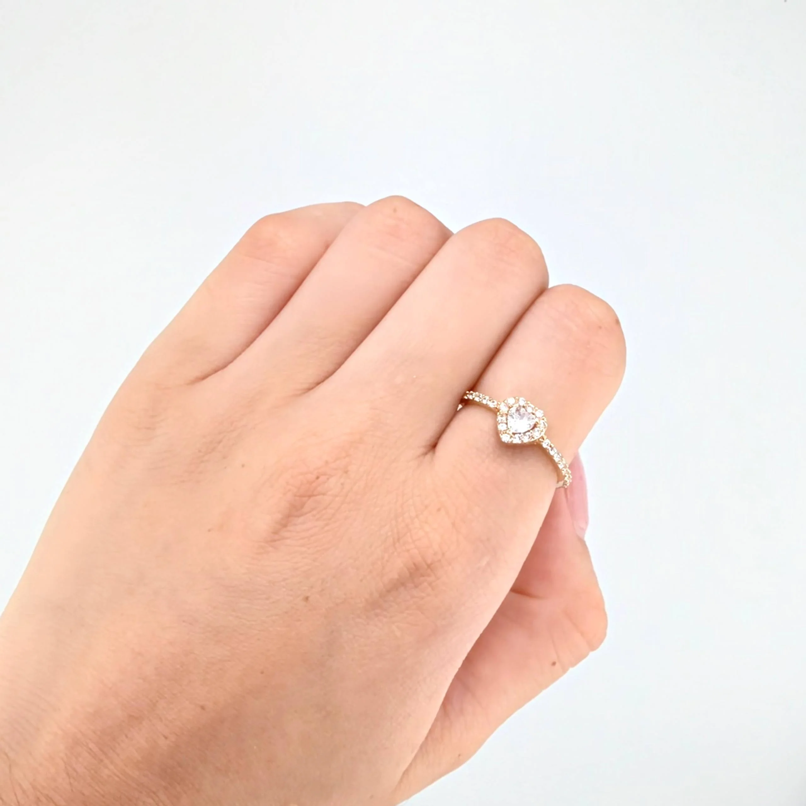 Anillo Halo Corazon 1.7gr / T7 / Oro Amarillo 18K * - Image 4
