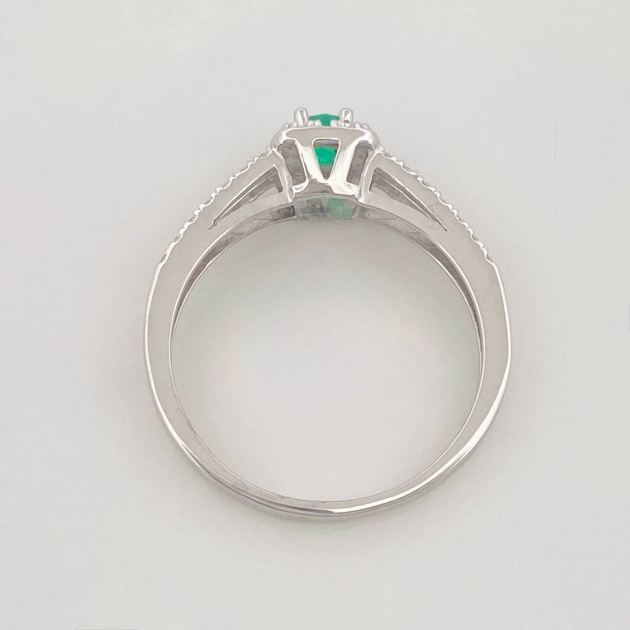 Anillo Halo Cuadrado Esmeralda 14 Pts 1.75 g / T7 1/2 Plata 925 - Image 4