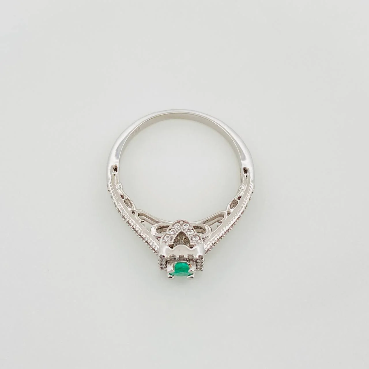 Anillo Halo Cuadrado Esmeralda 26 Pts 2.45 g / T7 1/4 Plata 925 - Image 3