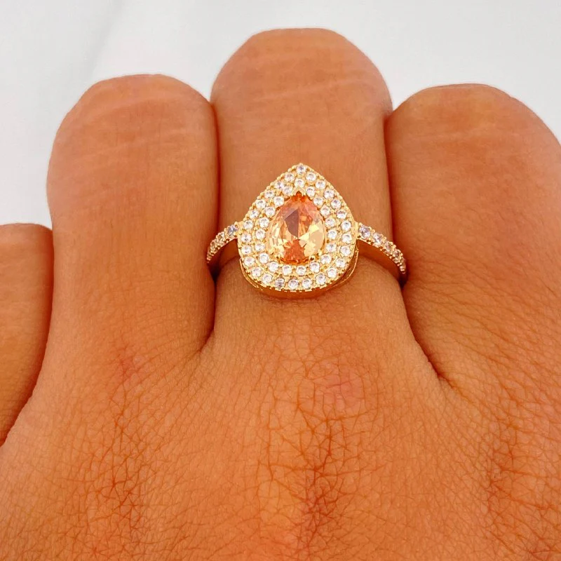 Anillo Halo Gota 2.5 g / T6 3/4 Oro Amarillo 18K - Image 4