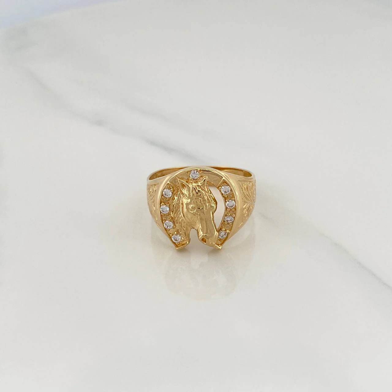 Anillo Herradura Caballo 7.95gr / T10 1/4 / Oro Amarillo 18K - Image 2