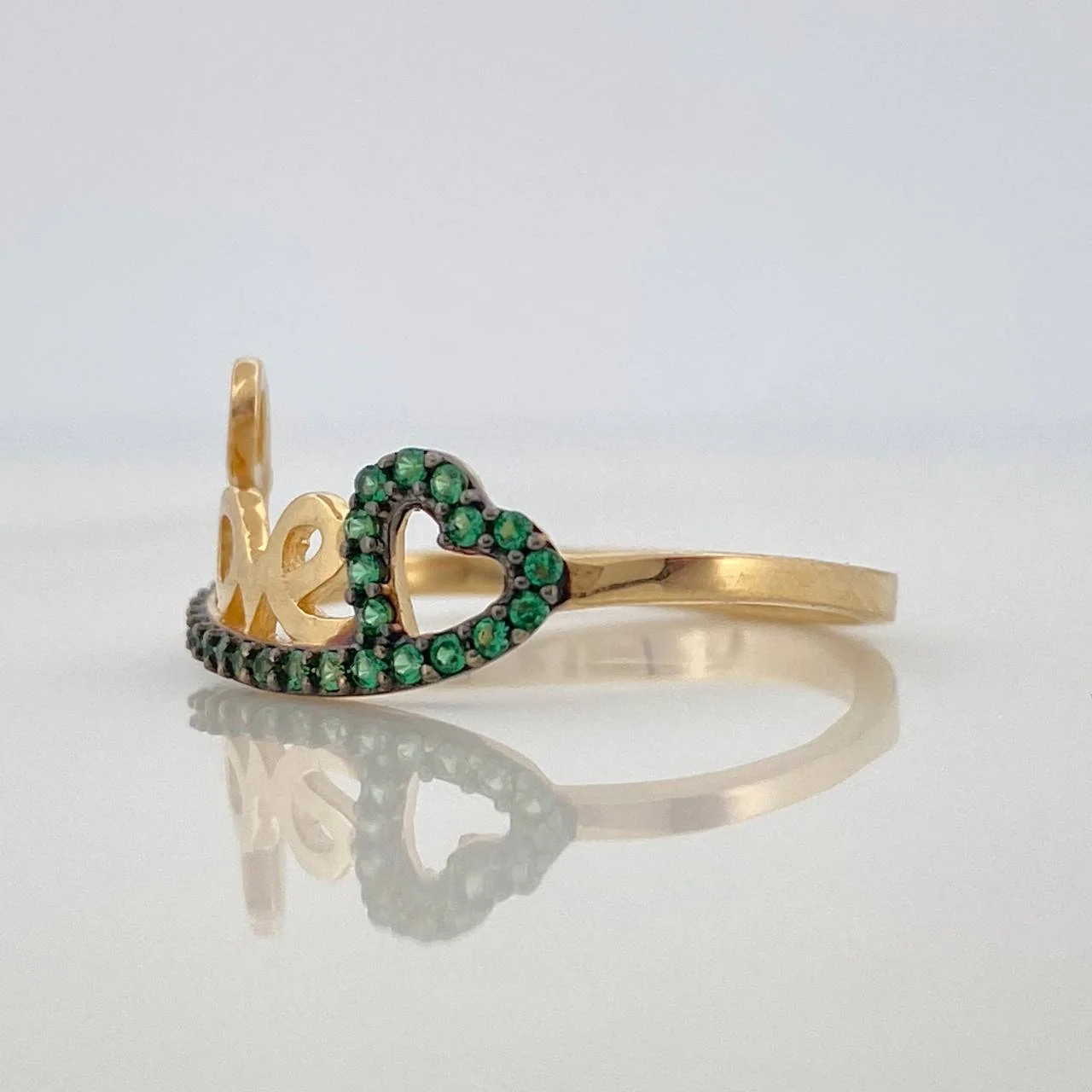 Anillo Love Corazon 1.9gr / T6 1/4 / Dos Oros Negro Amarillo 18K - Image 2