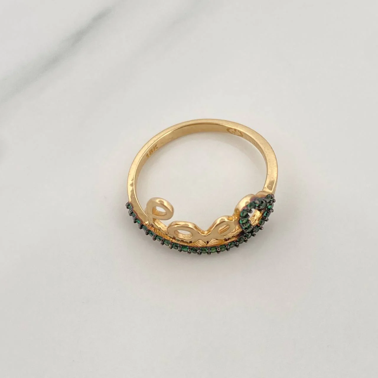 Anillo Love Corazon 1.9gr / T6 1/4 / Dos Oros Negro Amarillo 18K - Image 5