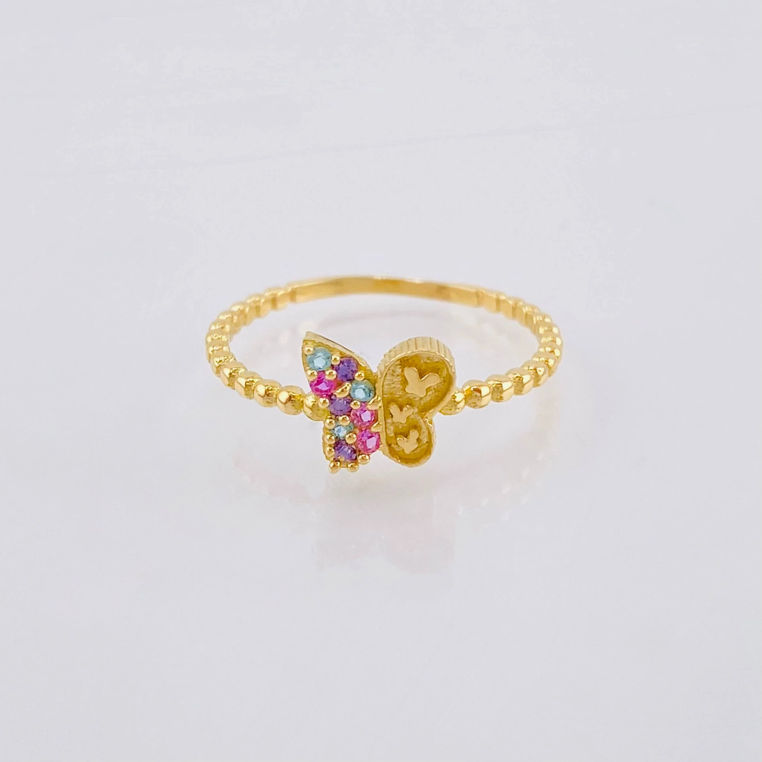 Anillo Mariposa Mate 1.35gr / T7 / Oro Amarillo 18K