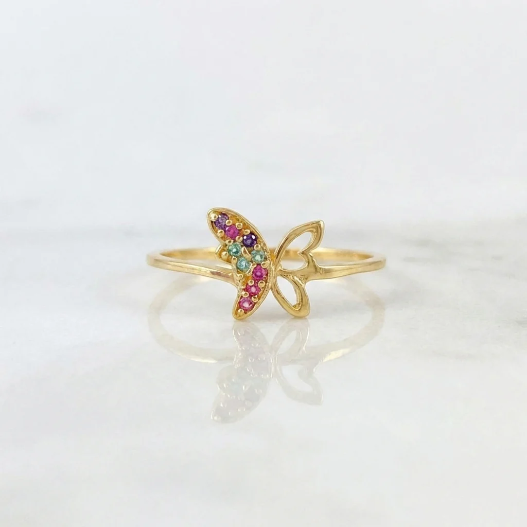 Anillo Mariposa Silueta 1.1 g / T7 1/4 Oro Amarillo 18K