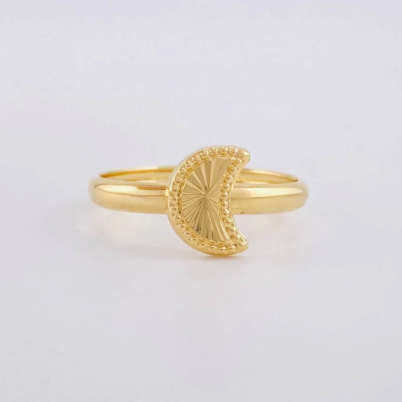 Anillo Media Luna Diamantada 1g / T8 3/4 Oro Amarillo 18K