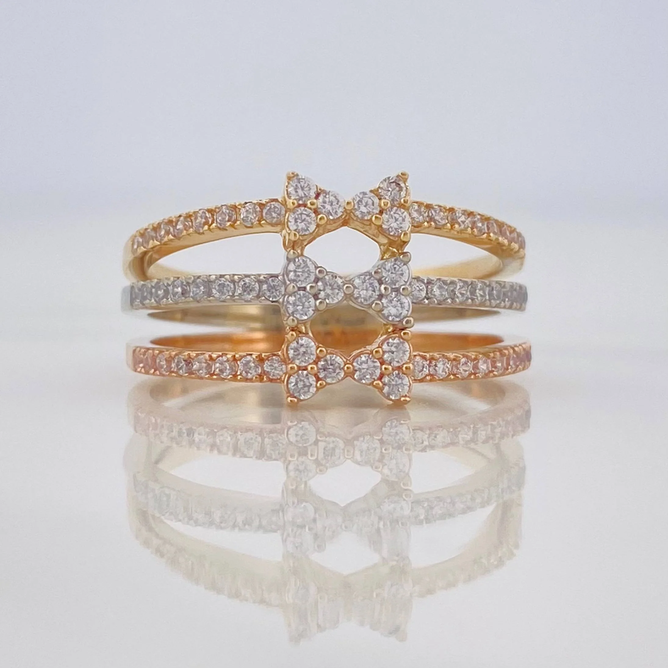 Anillo Moños 4g / T6 Tres Oros 18K