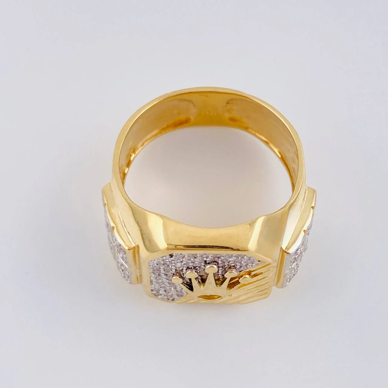 Anillo Mosaico Corona Segmentado 6.5 g / T9 1/2 Dos Oros Amarillo Blanco 18K - Image 3