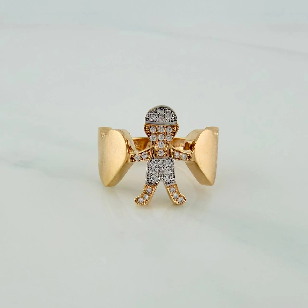 Anillo Niño Corazones 5.05gr / T6 / Dos Oros Amarillo Blanco 18K