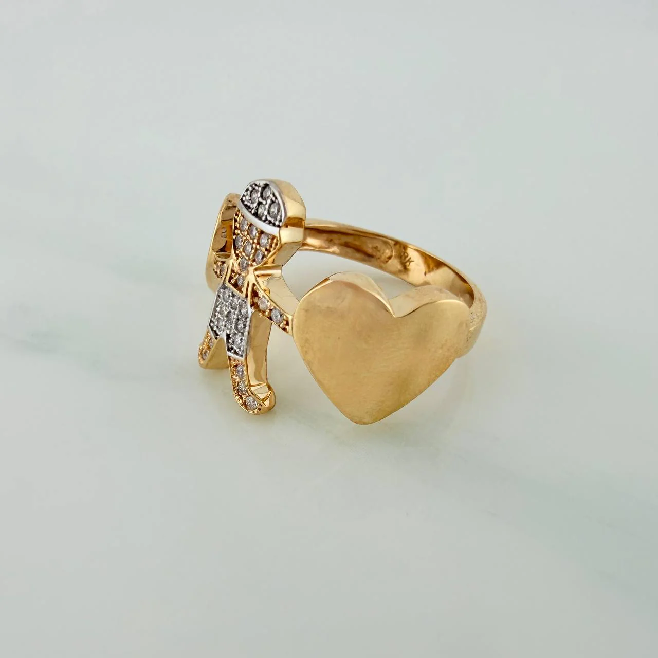Anillo Niño Corazones 5.05gr / T6 / Dos Oros Amarillo Blanco 18K - Image 2