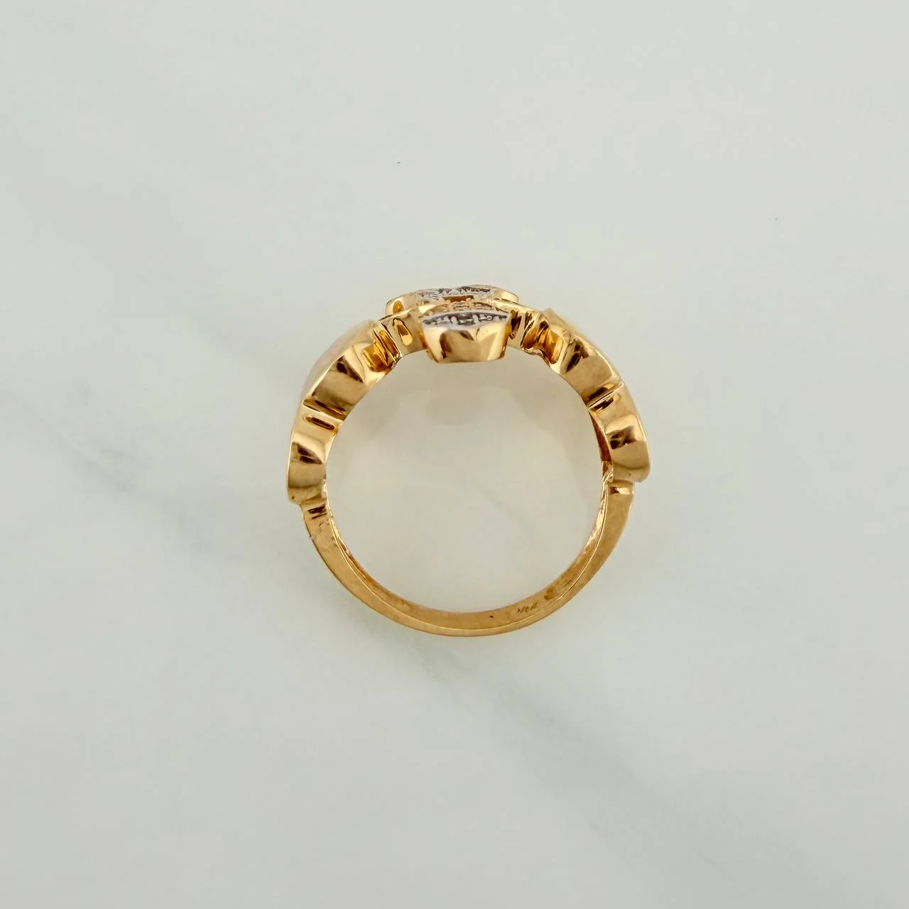 Anillo Niño Corazones 5.05gr / T6 / Dos Oros Amarillo Blanco 18K - Image 3