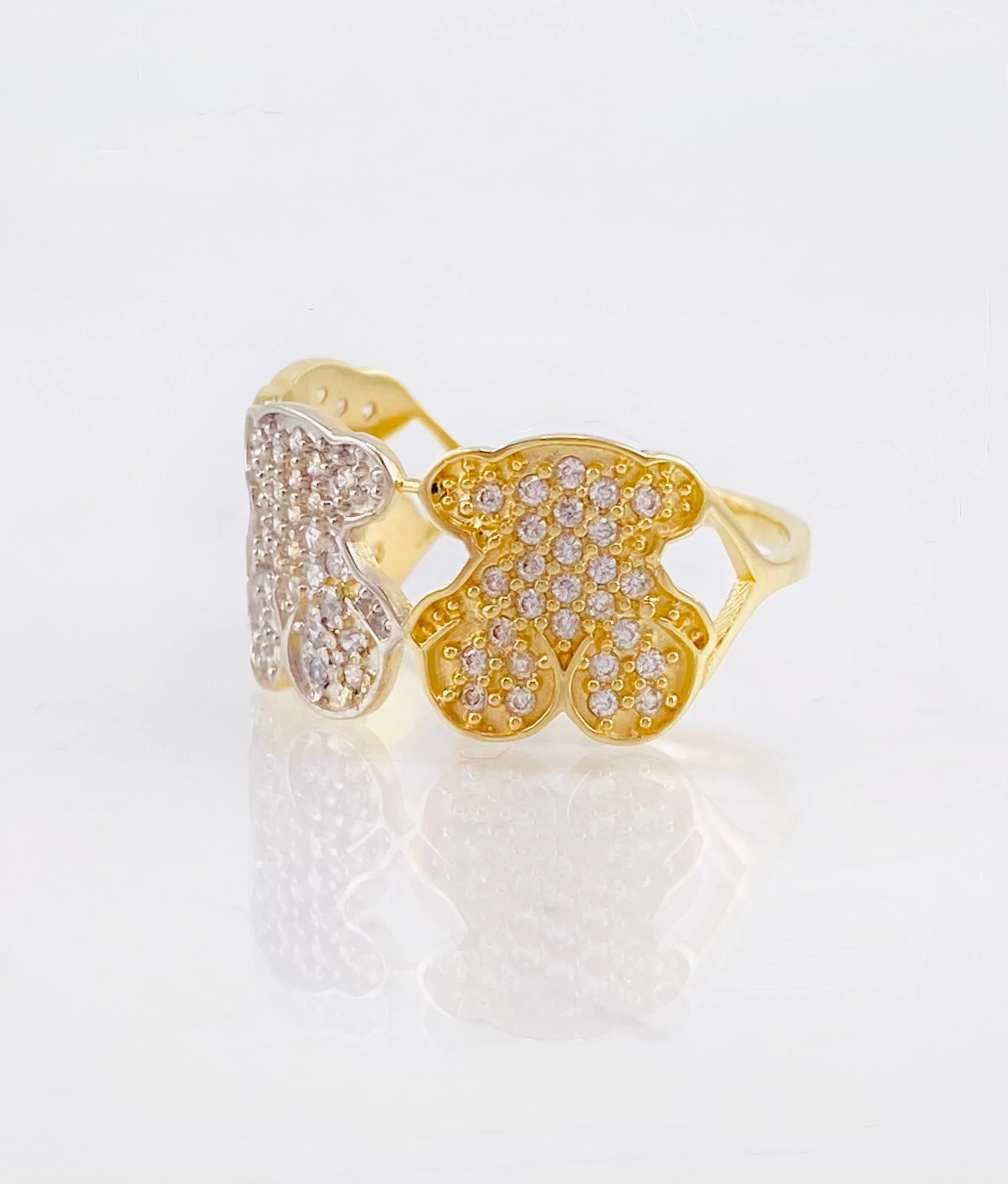 Anillo Oso Ts 3.3gr / T7 1/2 / Dos Oros Amarillo Blanco 18K - Image 2