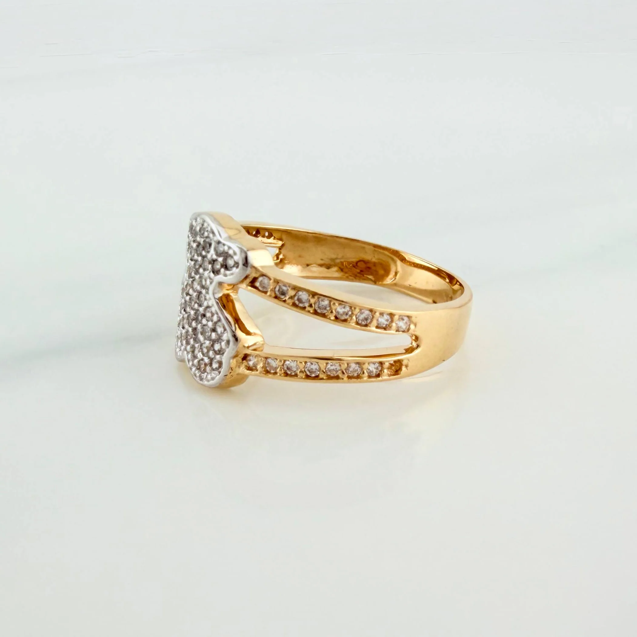 Anillo Oso Ts 3.4 g / T6 1/2 Dos Oros Amarillo Blanco 18K - Image 2