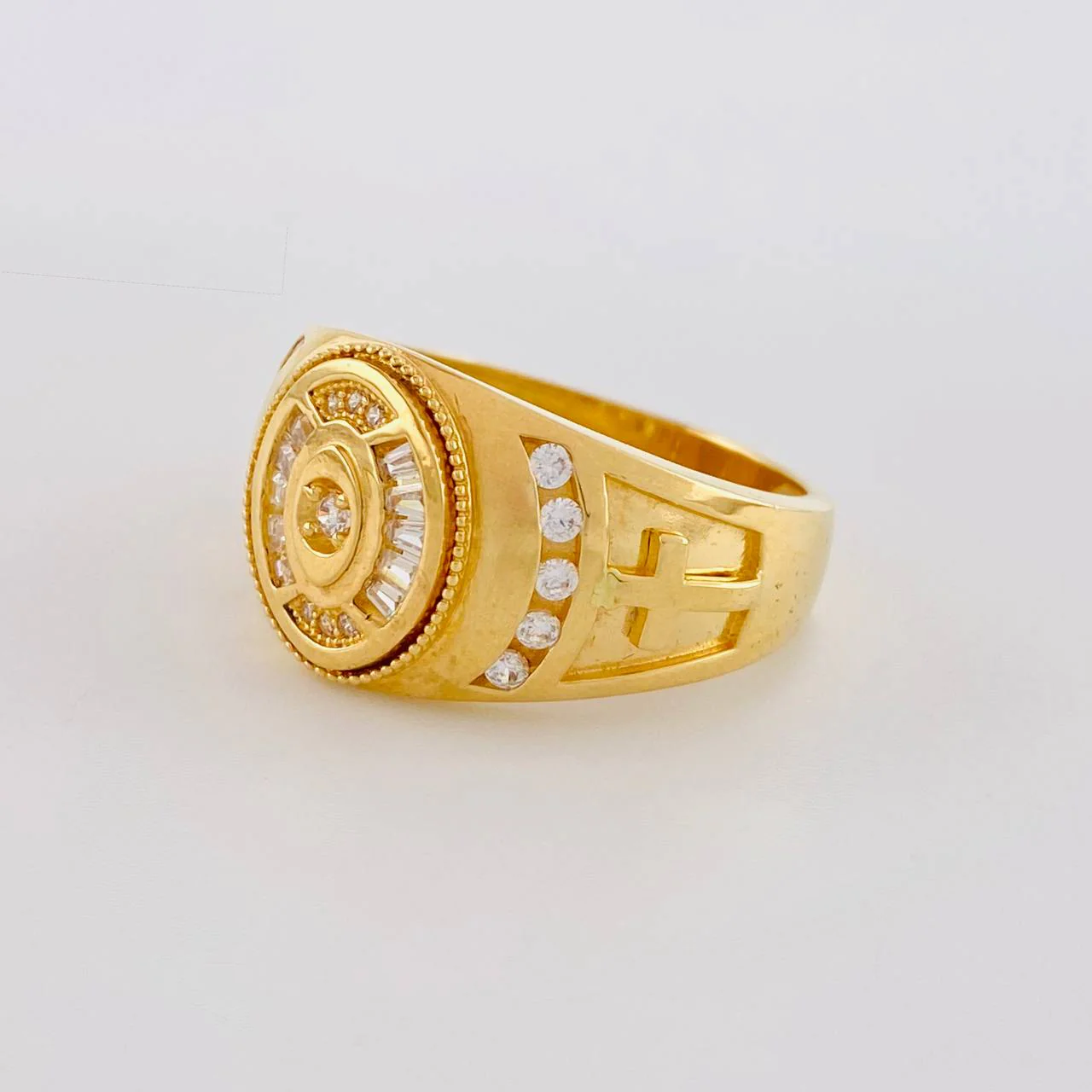Anillo Ovalo doble cruz 9.35g / T9 3/4 Oro Amarillo 18K - Image 2