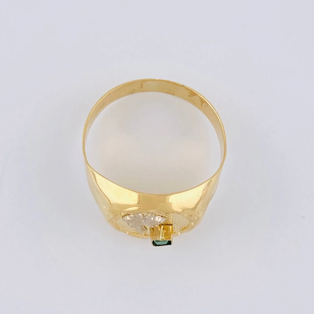 Anillo Palmera Redondo 2.8 g / T9 1/4 Dos Oros Amarillo Blanco 18K - Image 3
