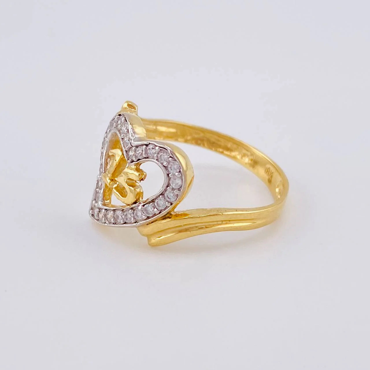 Anillo Quinces Corazón 3.4 g / T8 Dos Oros Amarillo Blanco 18K - Image 2