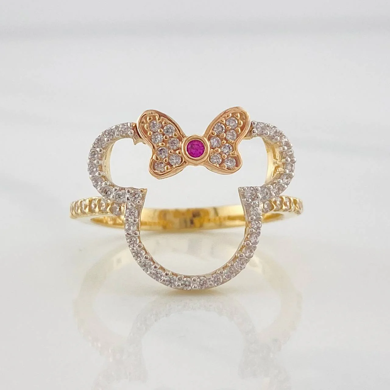 Anillo Ratona 3.55g / T6 1/2 Dos Oros Amarillo Rosa 18K