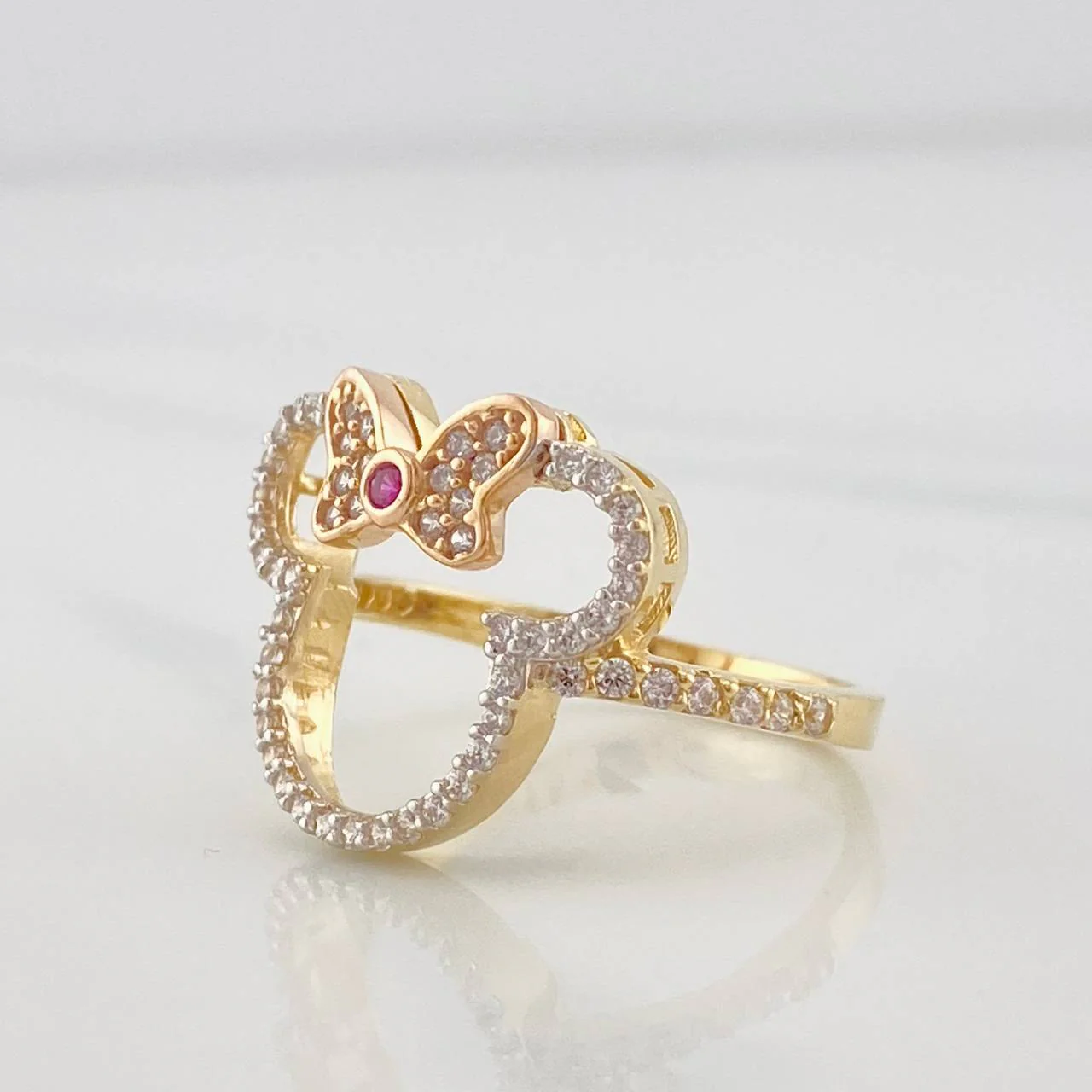 Anillo Ratona 3.55g / T6 1/2 Dos Oros Amarillo Rosa 18K - Image 3