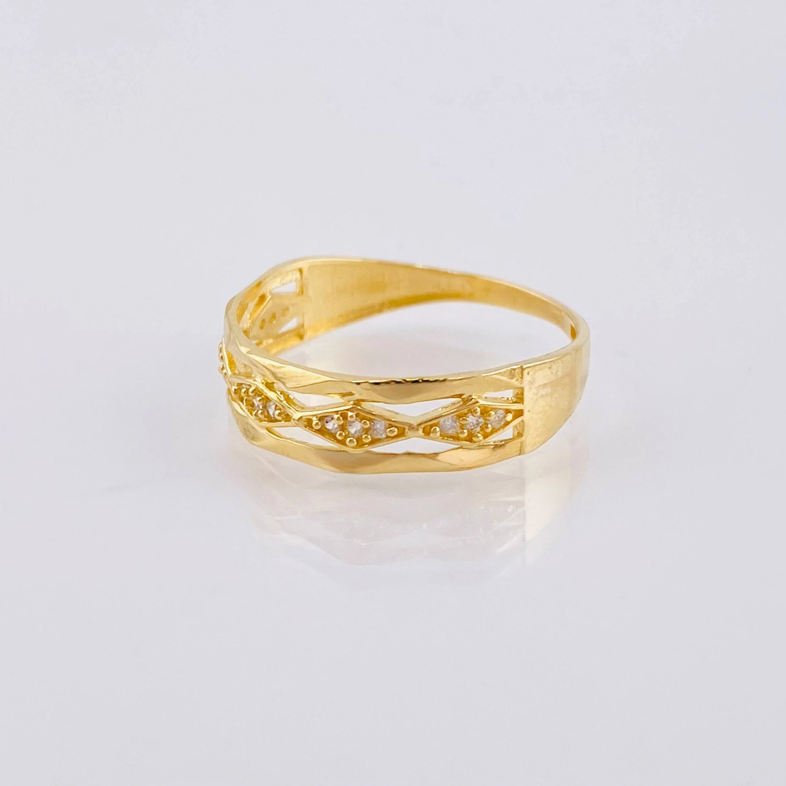 Anillo Rombos Ondeados 2.1gr / T7 / Oro Amarillo 18K * - Image 2