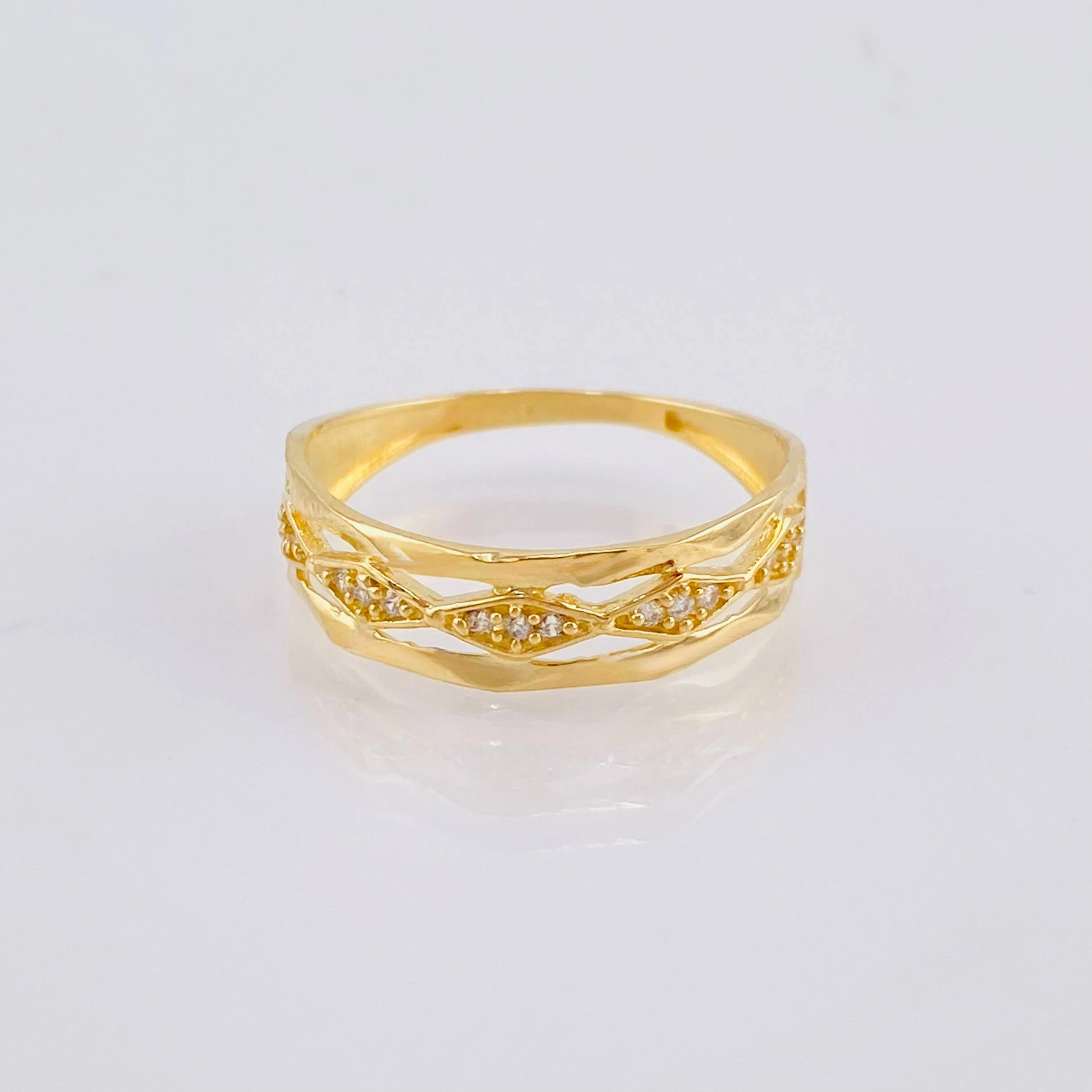 Anillo Rombos Ondeados 2gr / T8 1/4 / Oro Amarillo 18K *