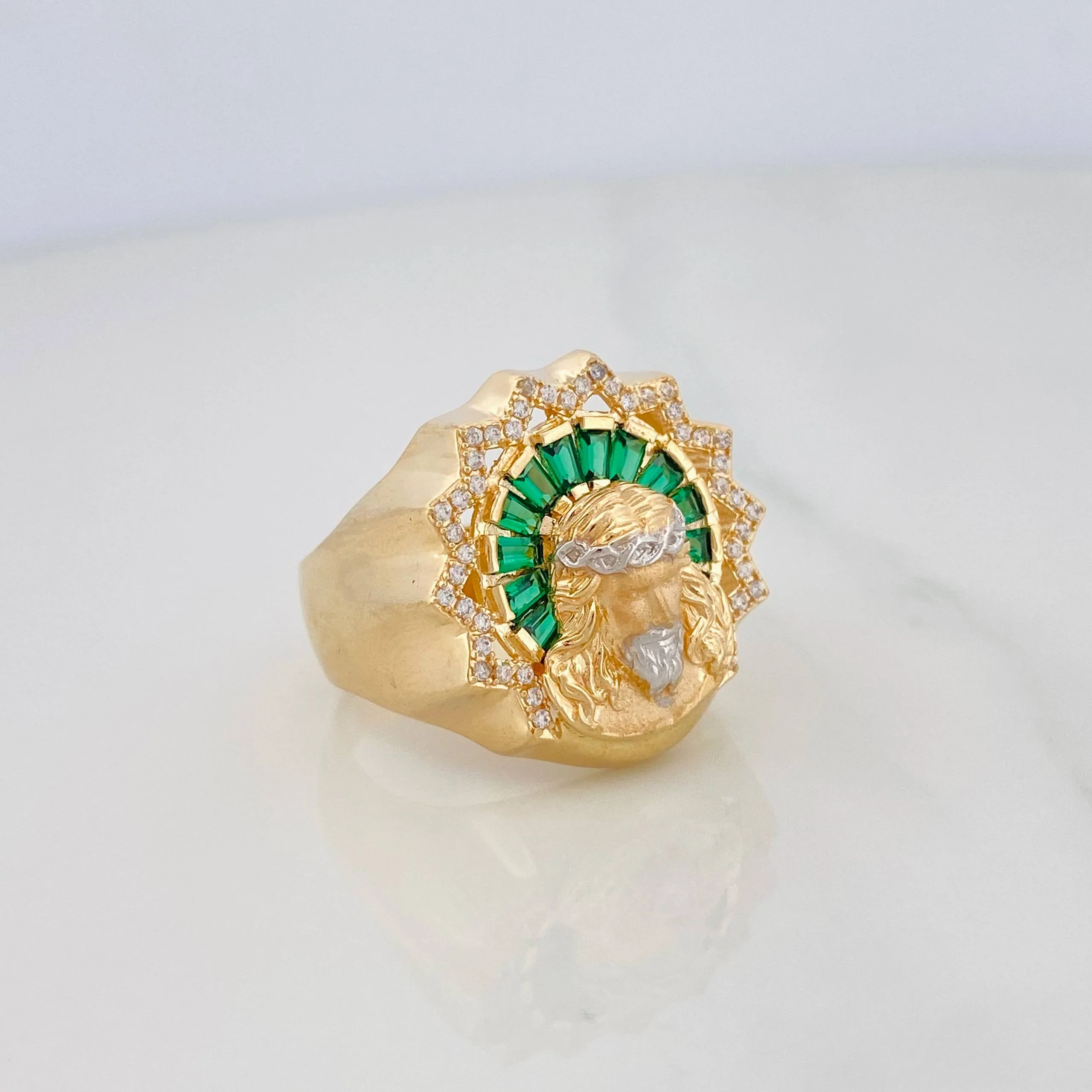 Anillo Rostro Cristo 11.35g / T10 1/2 Dos Oros Amarillo Blanco 18K - Image 2