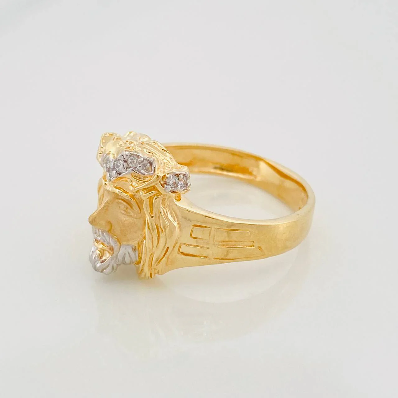Anillo Rostro Cristo 7g / T9 3/4 Dos Oros Amarillo Blanco 18K - Image 3