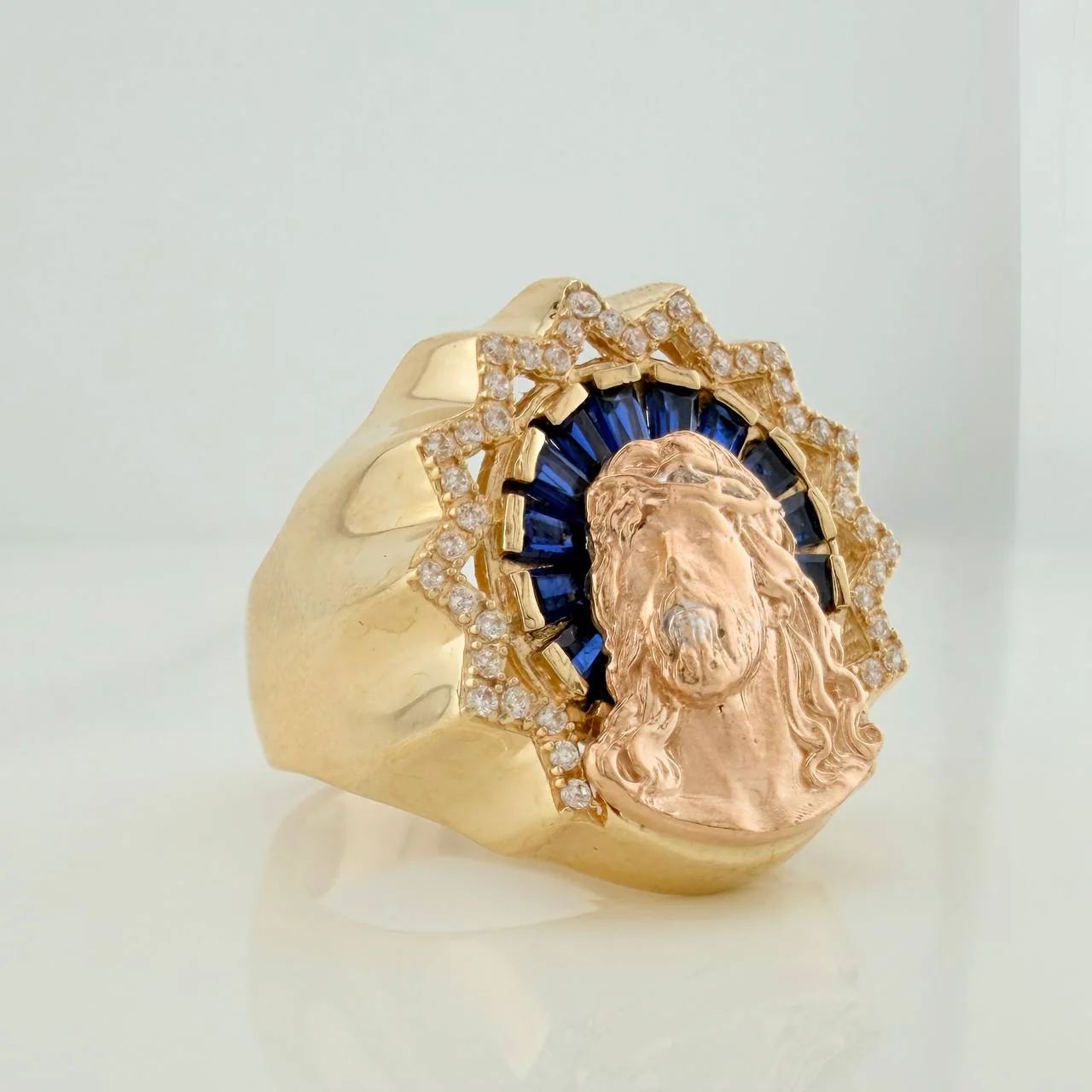 Anillo Rostro De Cristo 10.55gr / T9 / Dos Oros Amarillo Rosa 18K $ - Image 2