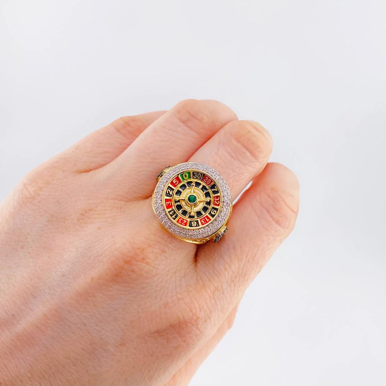 Anillo Ruleta Casino Movil 14 g / T10 1/2 Dos Oros Amarillo Blanco 18K - Image 4
