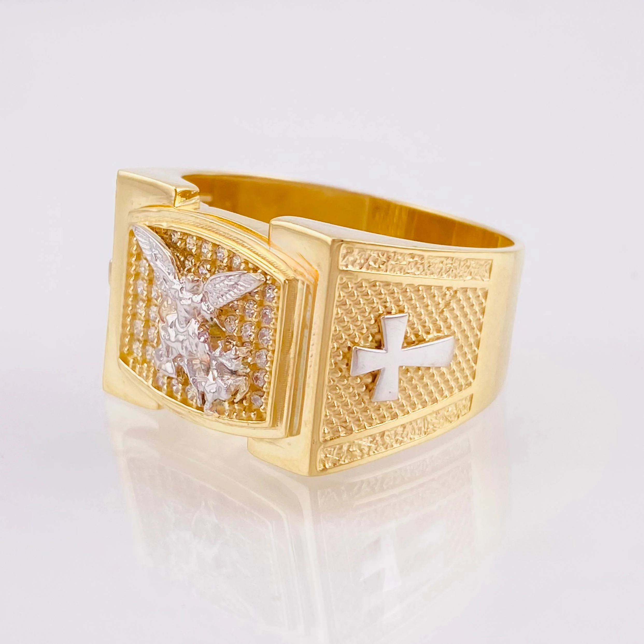 Anillo San Miguel Arcangel 7.55gr / T11 / Dos Oros Amarillo Blanco 18K © - Image 3