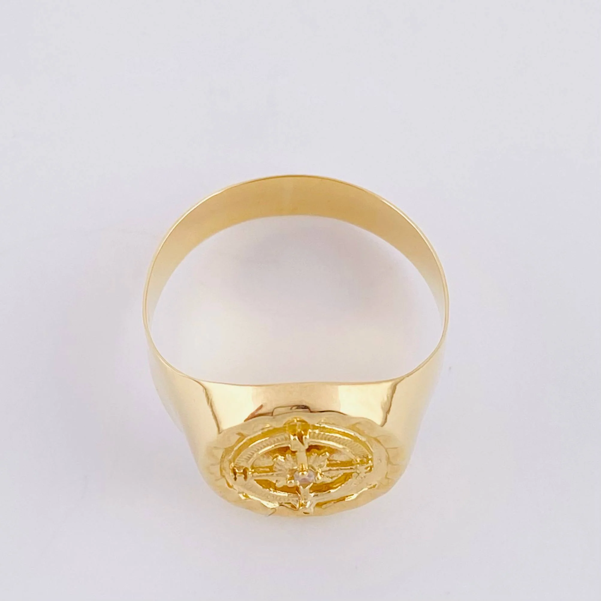 Anillo Sello Bordeado Brujula 3.5g / T10 3/4 Oro Amarillo 18K - Image 3