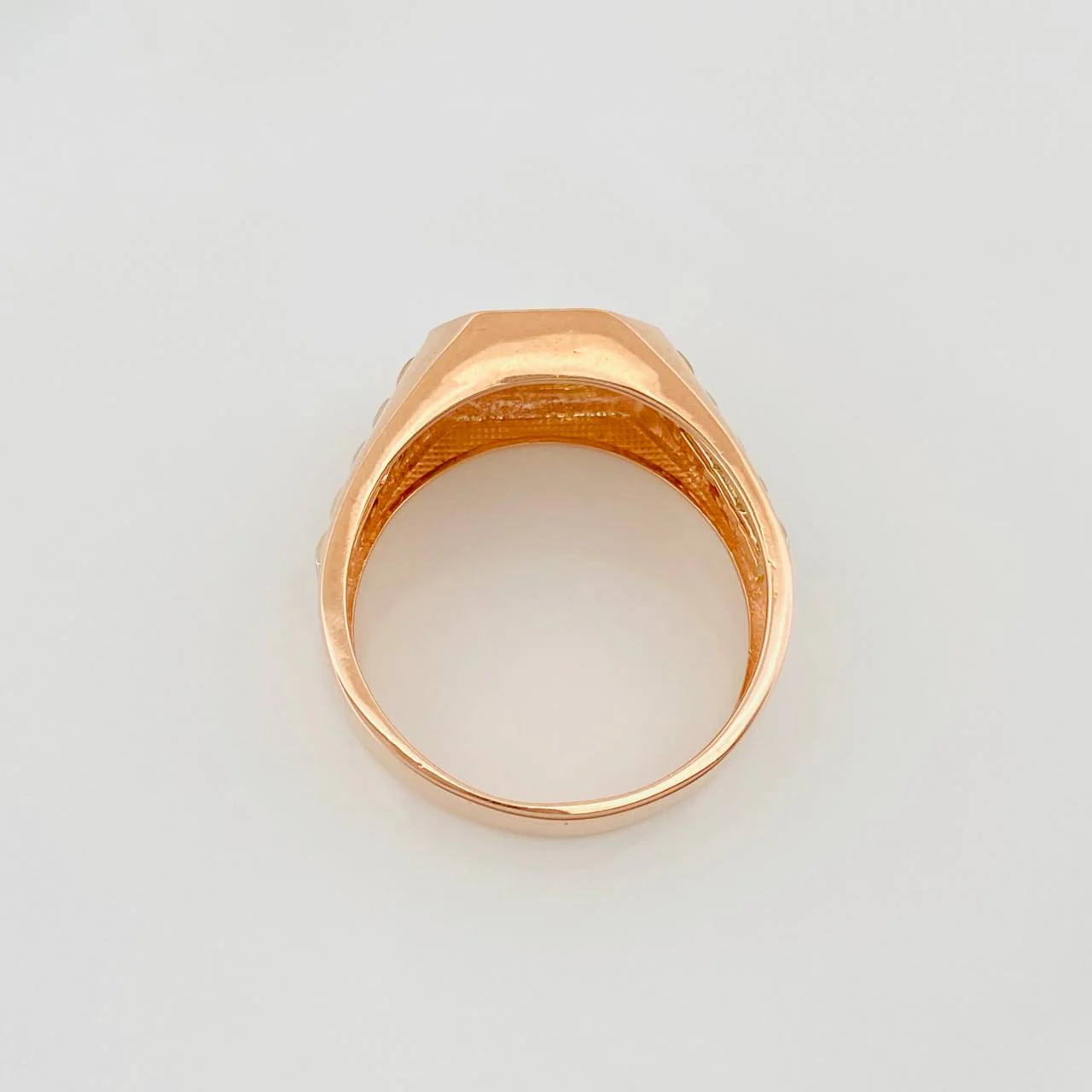 Anillo Sello Corona 7.6 g / T11 Dos Oros Blanco Rosa 18K - Image 4