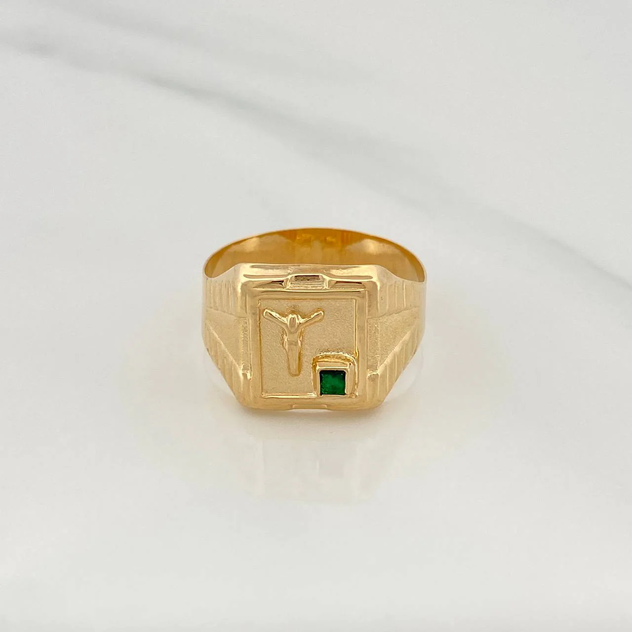 Anillo Sello Cristo 3.1gr / T10 3/4 / Oro Amarillo 18K &