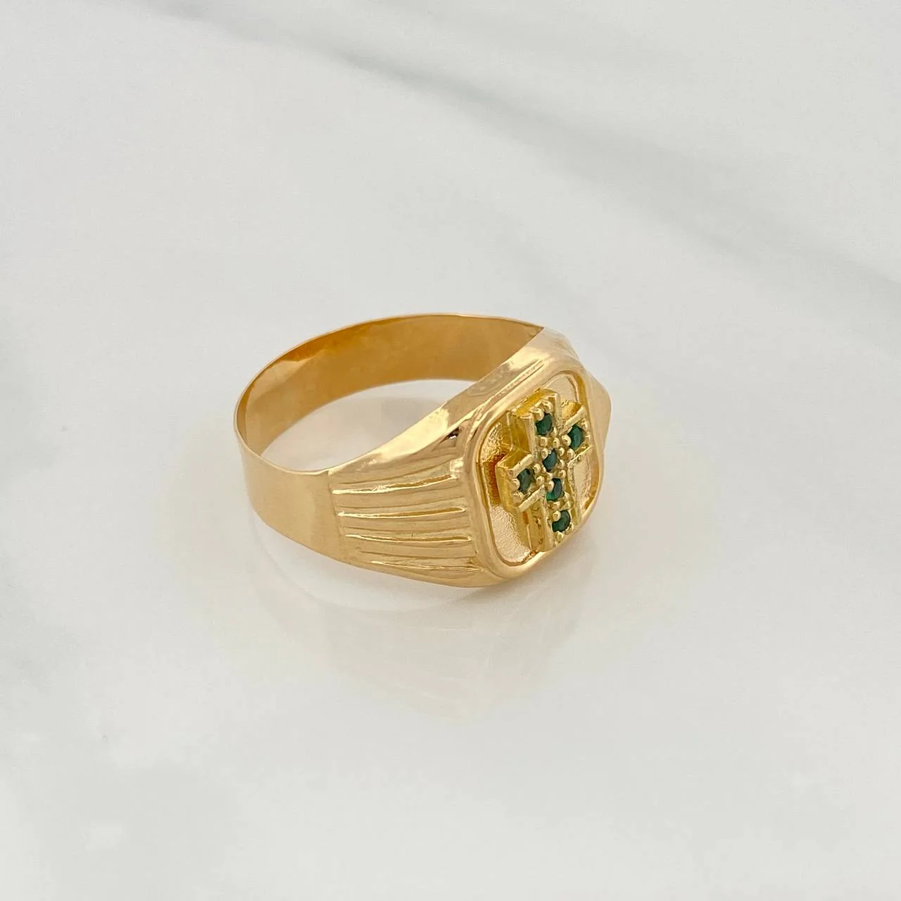 Anillo Sello Cruz 3.3gr / T10 / Oro Amarillo 18K & - Image 2