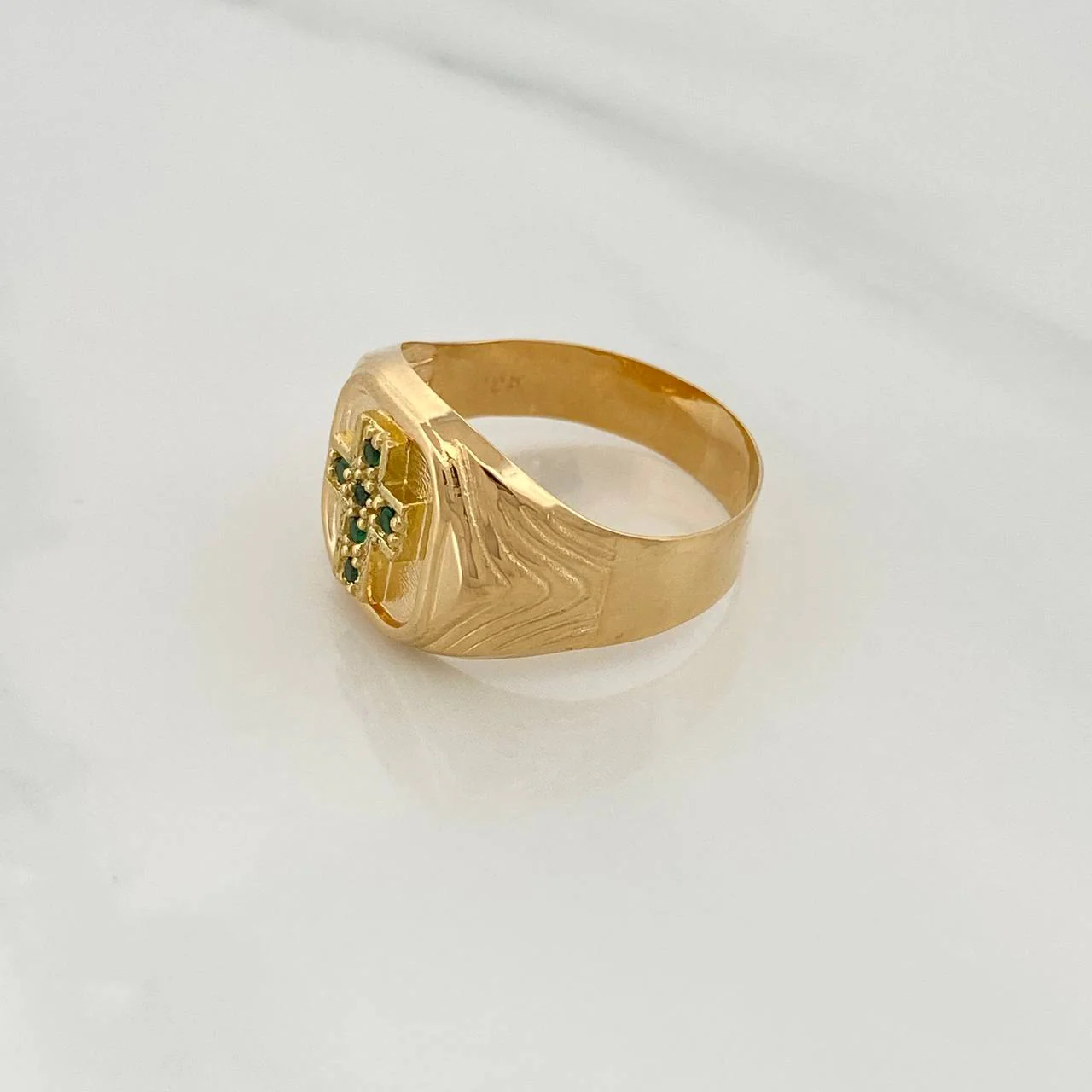 Anillo Sello Cruz 3.3gr / T10 / Oro Amarillo 18K & - Image 3