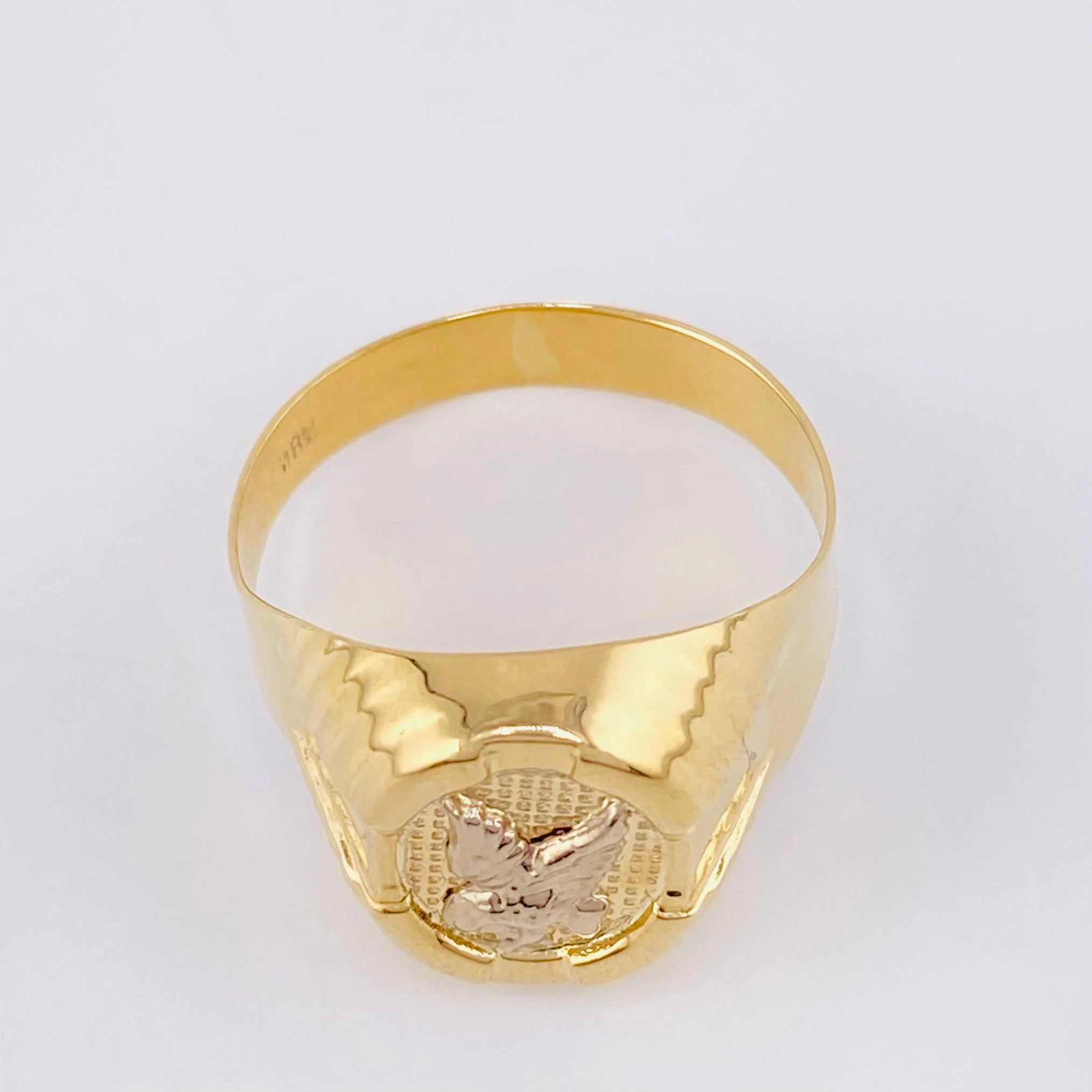 Anillo Sello Ovalado Aguila 3.45 g / T8 1/2 Dos Oros Amarillo Blanco 18K - Image 3