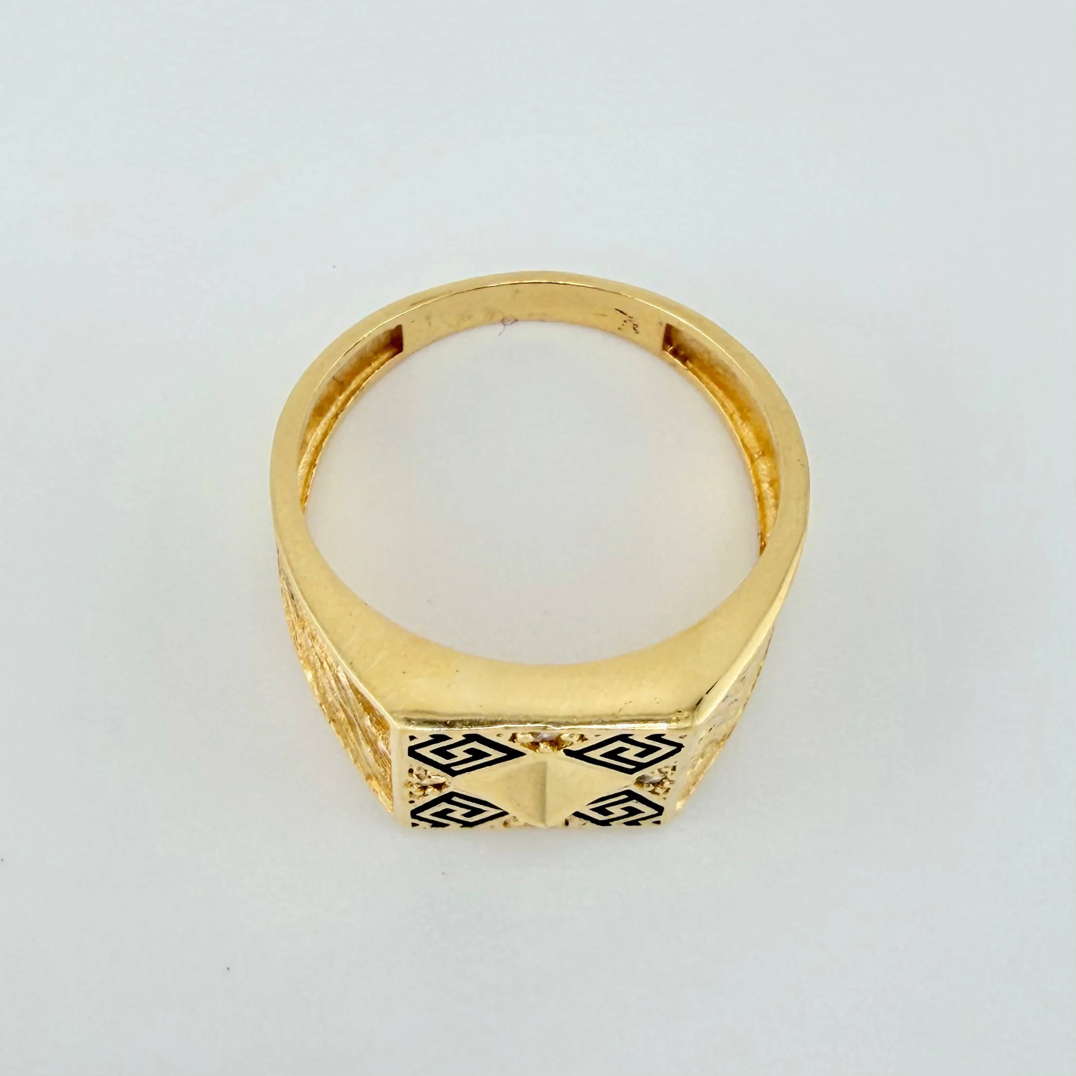 Anillo Sello Rombo Tribal 6.4gr / T10 1/2 / Oro Amarillo 18K * - Image 3