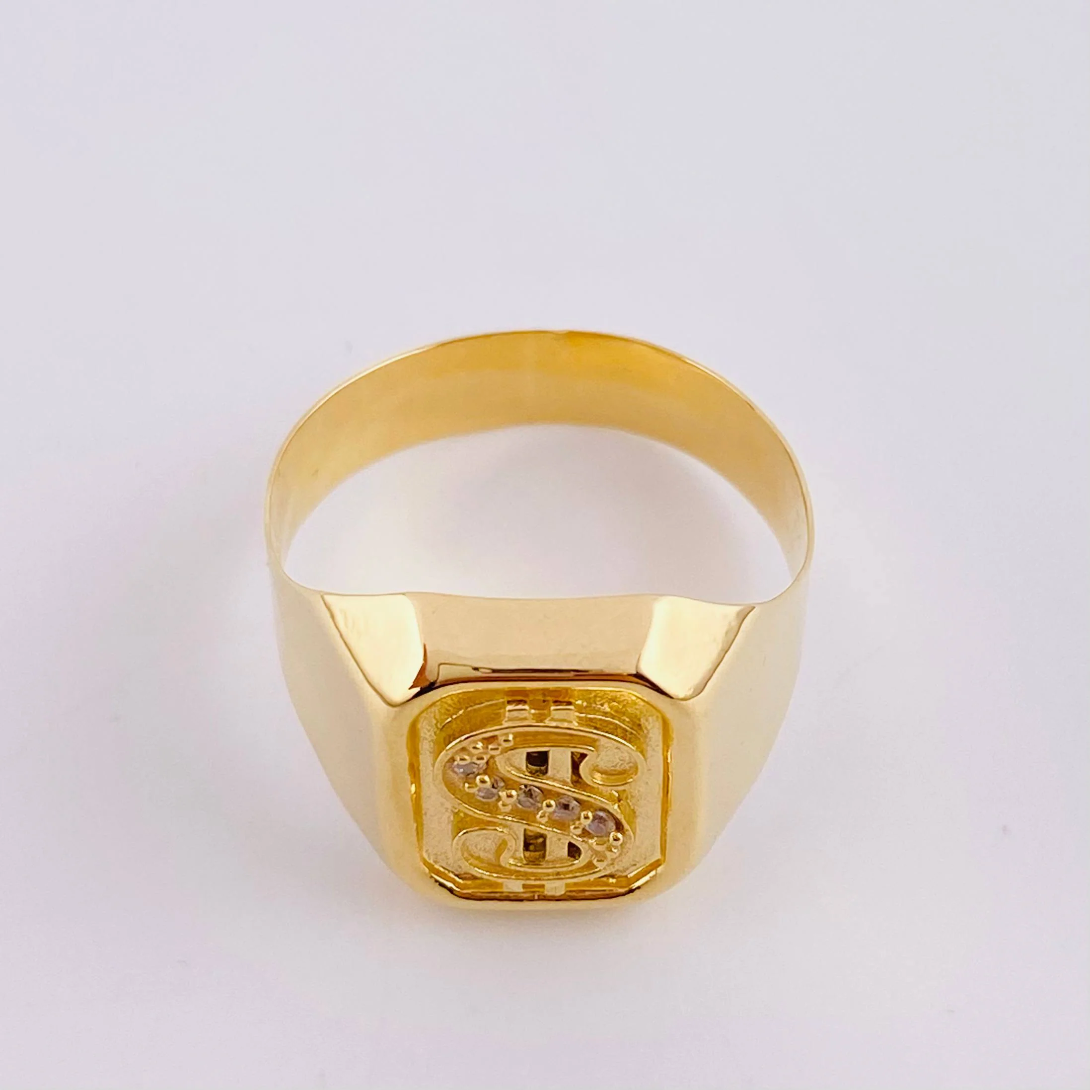 Anillo Sello Signo Pesos 3.95g / T10 3/4 Oro Amarillo 18K - Image 2